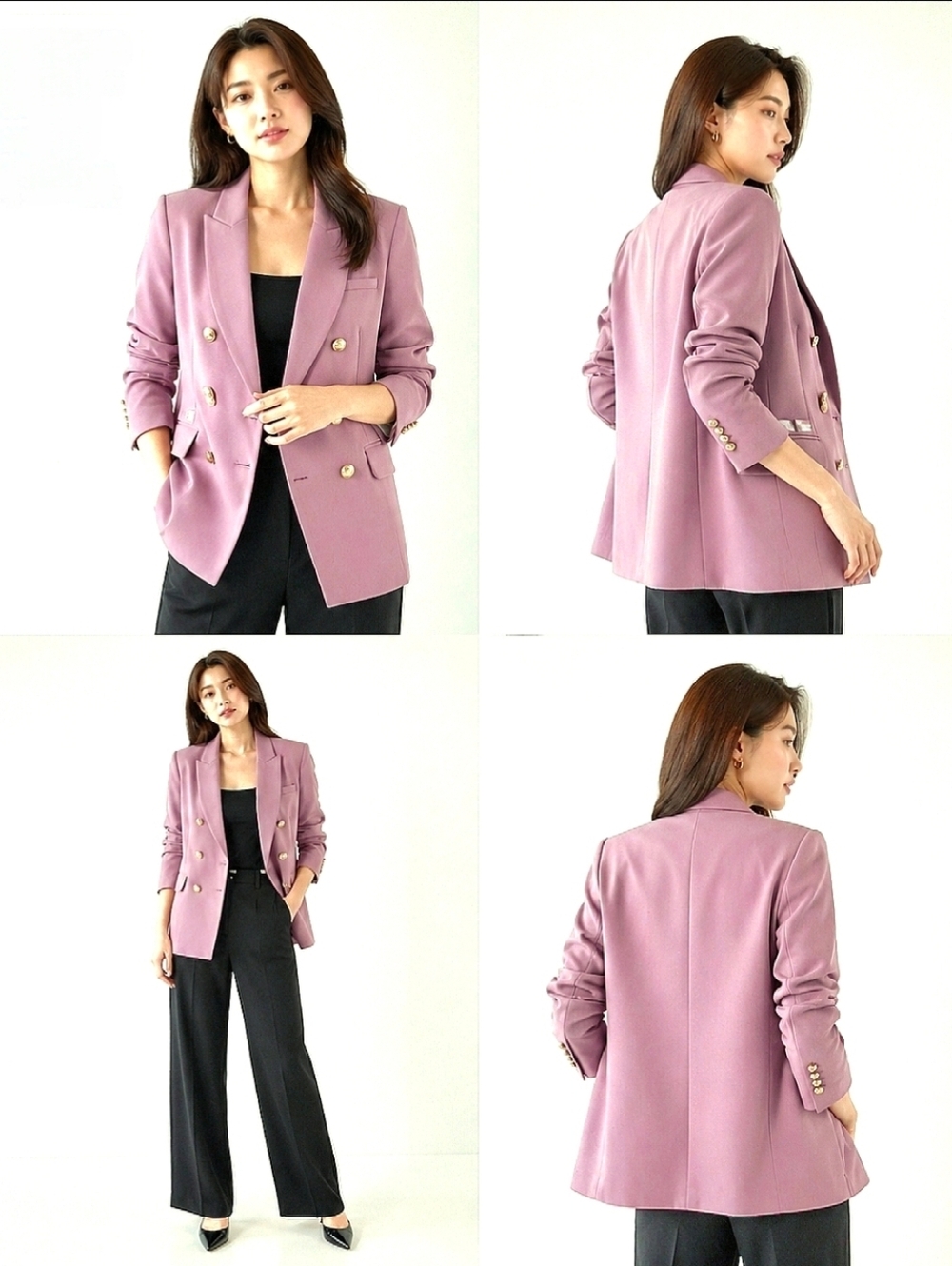 Express Double-Breasted Mauve Blazer with Gold Buttons Women Size 14